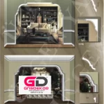 Lambiri kaplamalı salon giriş alçı kemer