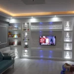 minimal TV ünitesi arkası alçıpan tasarımı